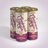 Four cans of Grape Berry Kush on a light gray background